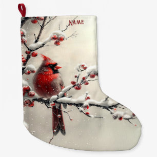Chaussette de Noël rouge cardinal de Noël