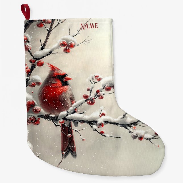 Chaussette de Noël rouge cardinal de Noël (Devant)