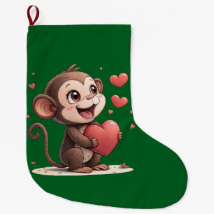 Chaussette de Noël, Singe coeurs rouges d'amour