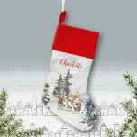 Chaussette De Noël Sweet Singer lapins Winter Wonderland Aquarelle<br><div class="desc">🌟 Ce coeur réchauffant "🐇 chanter lapins hiver Wonderland" Noël Stocking sera certainement aimé! L'adorable illustration de trois lapins chanteurs, un magnifique paysage d'aquarelle dessiné à la main et de la neige est 🎁 parfaite pour apporter de la joie à votre famille, amis, collègues et clients. ✨ Partagez la magie...</div>