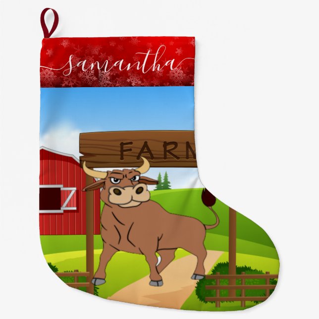 Chaussette de Noël taureau ferme laitière (Devant)