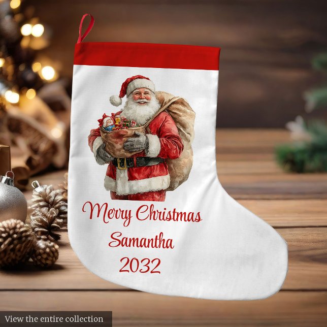 Chaussette de Noël tendance Père Noël Moderne et C (Trendy Santa Claus Modern Warmish Holiday Stocking)