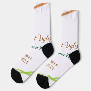 Chaussette Débarquons au party du pull de Noël moche orange