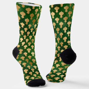Chaussette Décor de Noël or vert ornement élégant