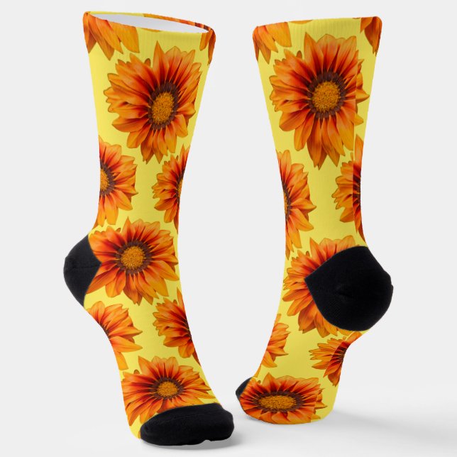 Chaussette Dégradé de fleurs orange jaune vif découpé (Angulaire)