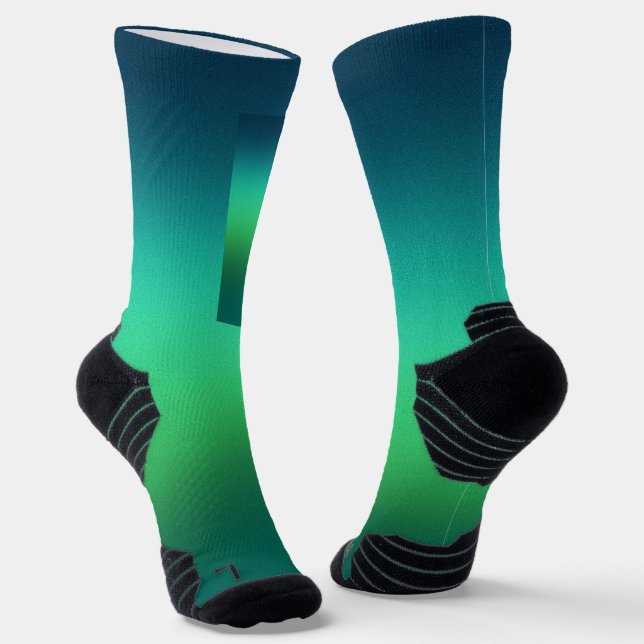 Chaussette Dégradé Vert Sarcelle Abstrait Fond Moderne (Angulaire)