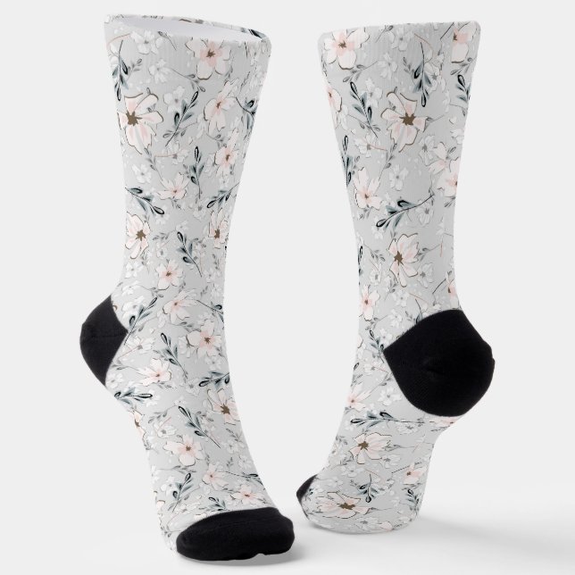 Chaussette Délicat motif floral. (Angulaire)