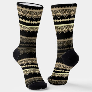 Chaussette Dentelle multicolore sur or noir, jaune