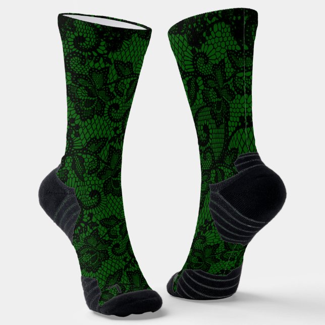 Chaussette Dentelle Vert Et Noir De Faux (Angulaire)