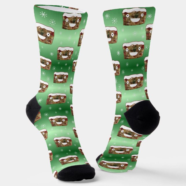 Chaussette Déplaisant Noël Fruitcake Motif Vert (Angulaire)