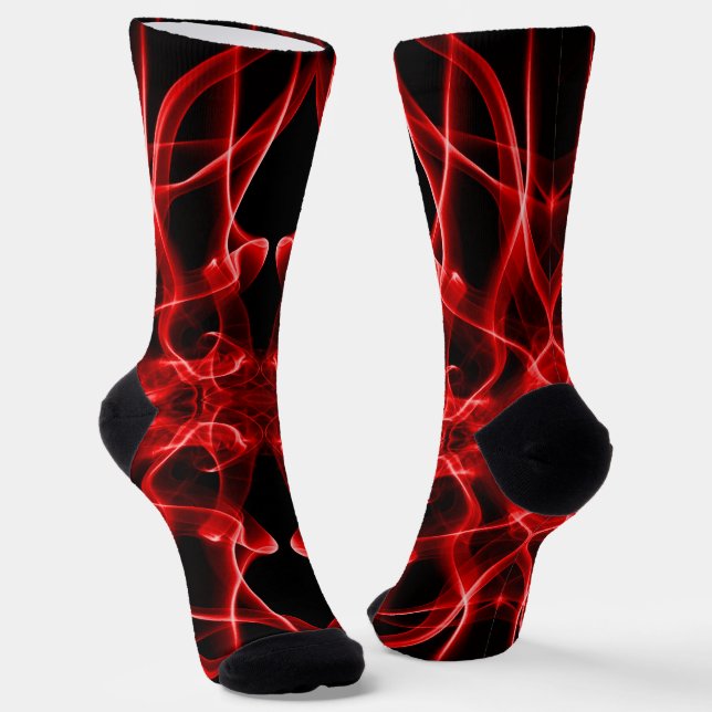 Chaussette Des panaches de fumée rouge sur le noir (Angulaire)
