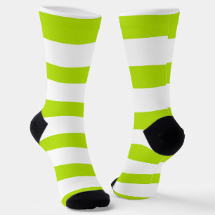 Chaussette Des rayures inégales dans la chaux Vert et Blanc