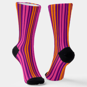 Chaussette Design à rayures verticales rose orange violet