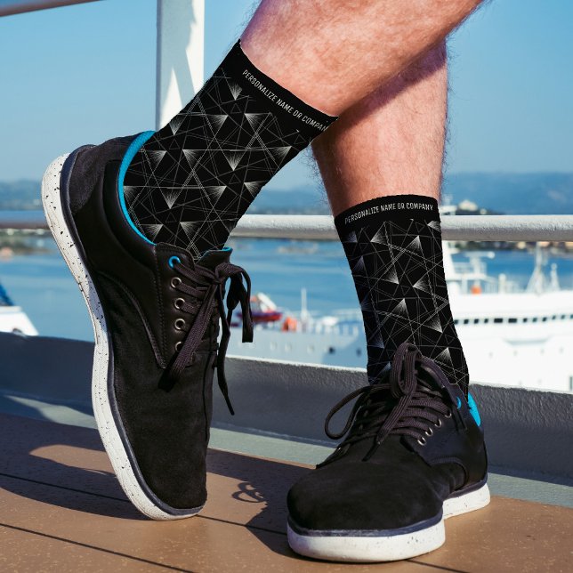 Chaussette Design Abstrait moderne Motif noir blanc personnal (Créateur téléchargé)