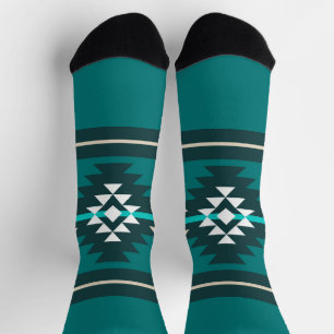 Chaussette Design aztèque en couleur turquoise