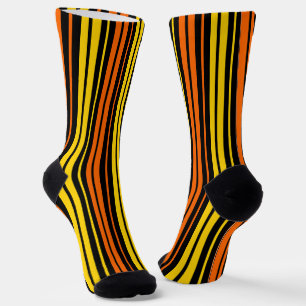 Chaussette Design bandes verticales jaunes et orange foncé