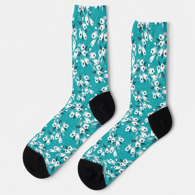 Chaussette Design d'art botanique Motif élégant à la fleur de (Gauche)