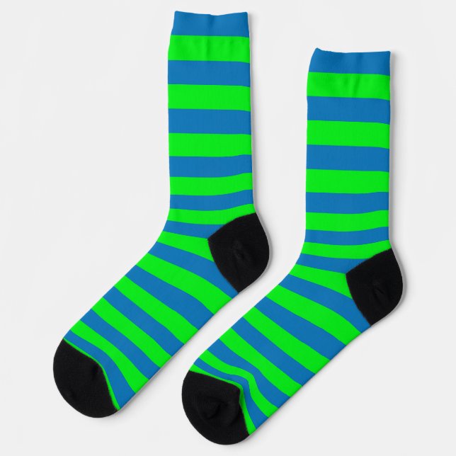 Chaussette Design de bandes bleues et vertes (Gauche)