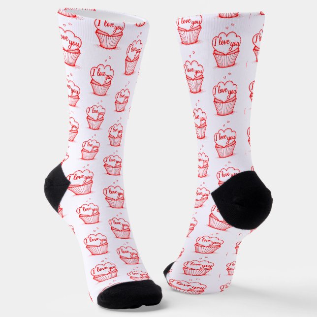 Chaussette Design de coeurs rouges créatifs (Angulaire)