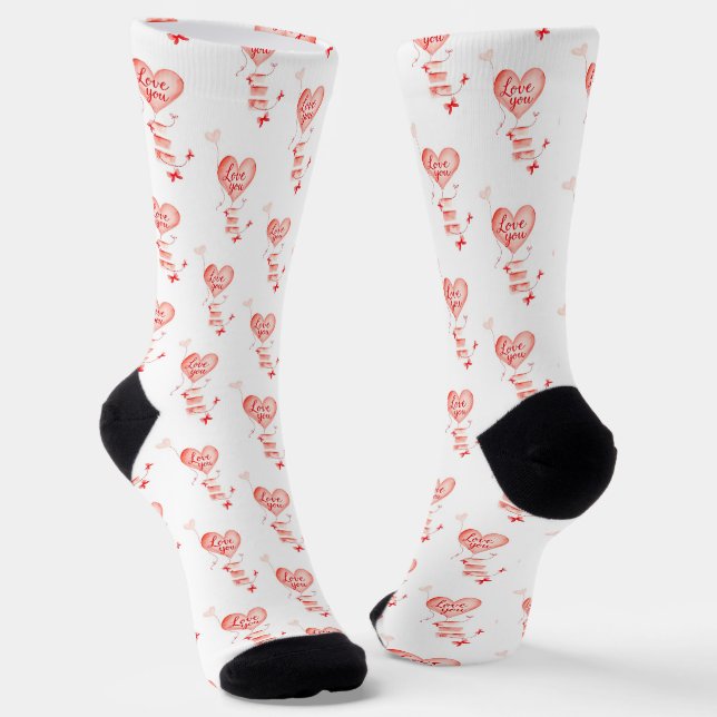 Chaussette Design de coeurs rouges créatifs (Angulaire)