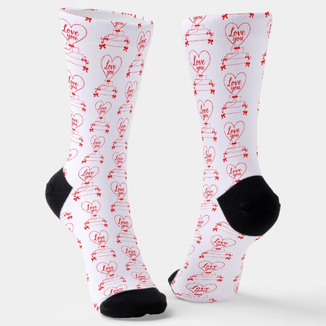 Chaussette Design de coeurs rouges créatifs (Angulaire)