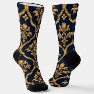 Chaussette Design de motif vintage élégant en or et damas mar