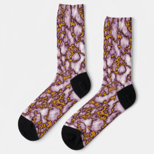 Chaussette Design de texture en marbre rose et or clair