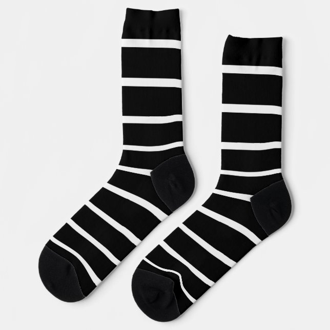 Chaussette Design en bandes noir et blanc (Gauche)