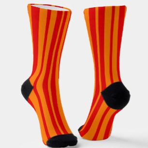 Chaussette Design en bandes rouge et orange