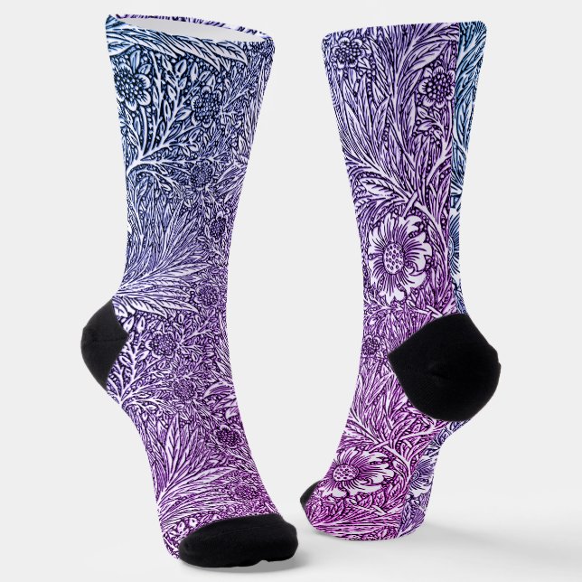 Chaussette Design floral complexe dans les tons violets et bl (Angulaire)