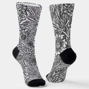 Chaussette Design floral complexe en noir et blanc