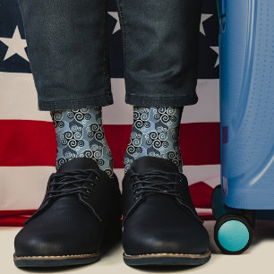 Chaussette Design Motif Abstrait tourbillonnant Poudre Bleu A