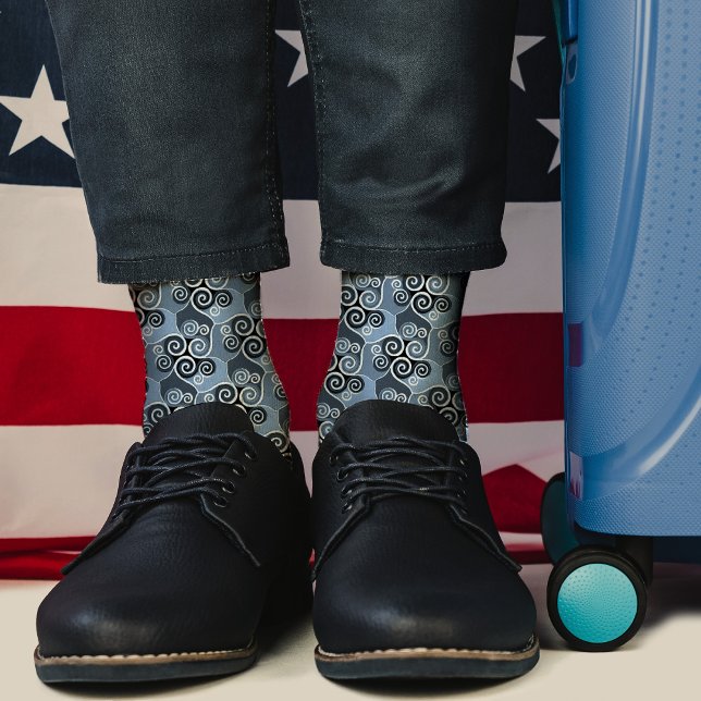 Chaussette Design Motif Abstrait tourbillonnant Poudre Bleu A (Créateur téléchargé)