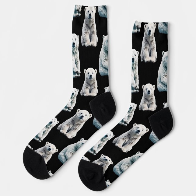 Chaussette Design Motif animal de l'ours polaire (Gauche)