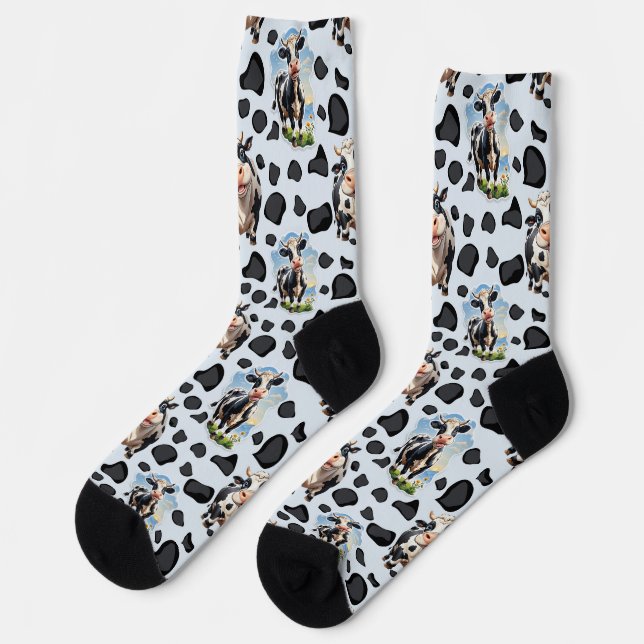 Chaussette Design Motif animal de vache (Gauche)