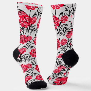 Chaussette Design Motif d'illustrations de rose rouge