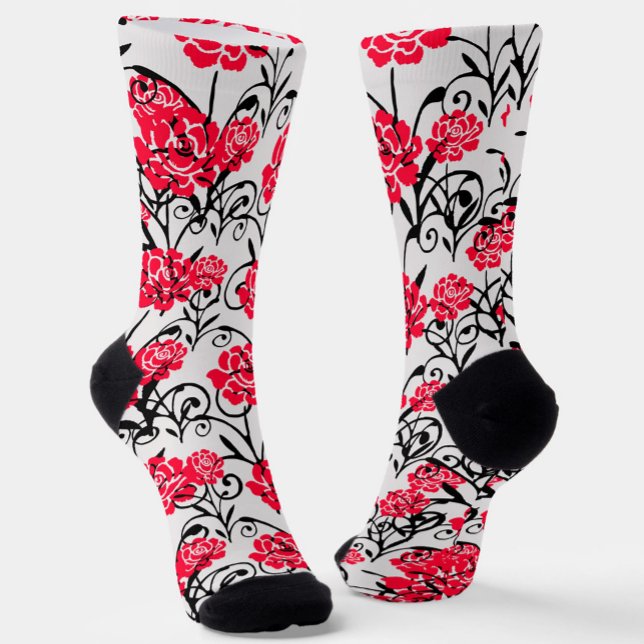 Chaussette Design Motif d'illustrations de rose rouge (Créateur téléchargé)