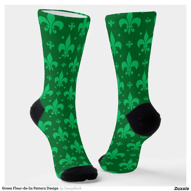 Chaussette Design Motif Fleur de lis vert (Créateur téléchargé)