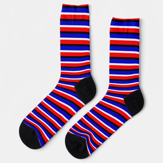 Chaussette Design Motif Red Blue Stripes (Gauche)