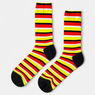 Chaussette Design Motif Red Yellow Stripes