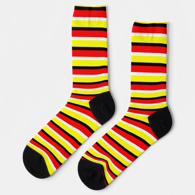 Chaussette Design Motif Red Yellow Stripes (Gauche)