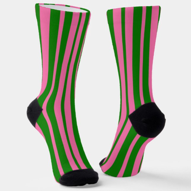 Chaussette Design Motif rose-vert élégant rayures (Créateur téléchargé)