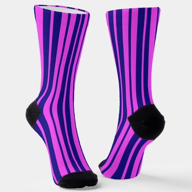 Chaussette Design Motif violet bleu élégant rayures (Créateur téléchargé)