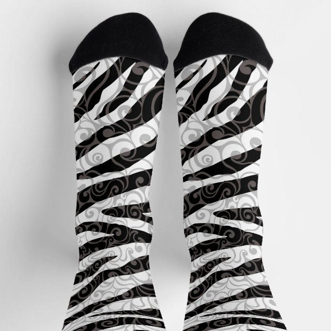 Chaussette Design tourbillonnant Zebra (Haut)