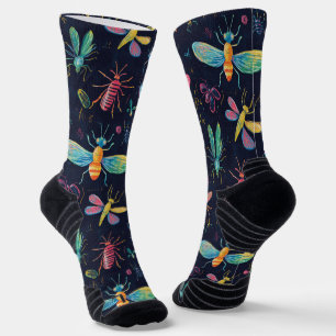 Chaussette Dessin à la craie de divers insectes volants motif