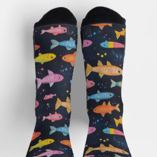 Chaussette Dessin de chaloupe de poisson de mer Motif noir