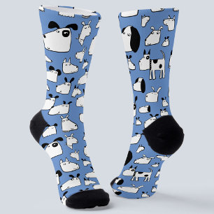 Chaussette Dessin de dessin bleu chien