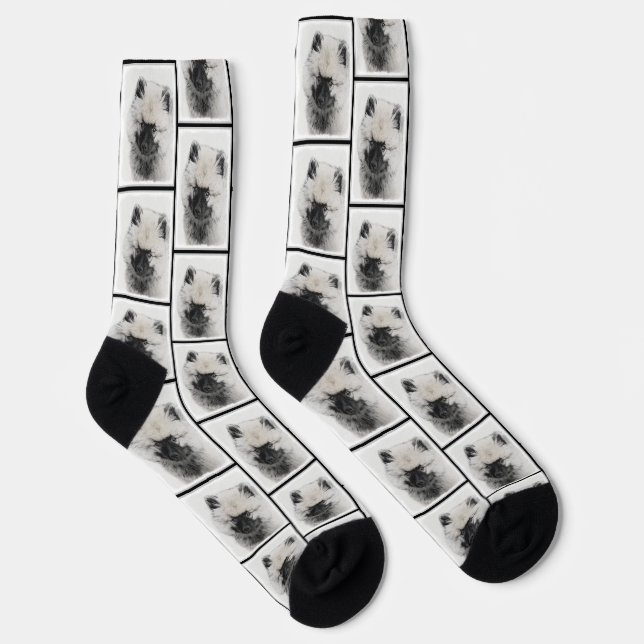 Chaussette Dessin de Keeshond Chiot Kees Mignon Dessin Origin (Droite)