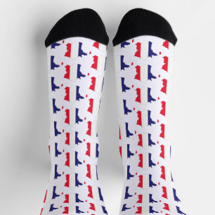 Chaussette Dessin de souvenir de drapeau de France sur carte