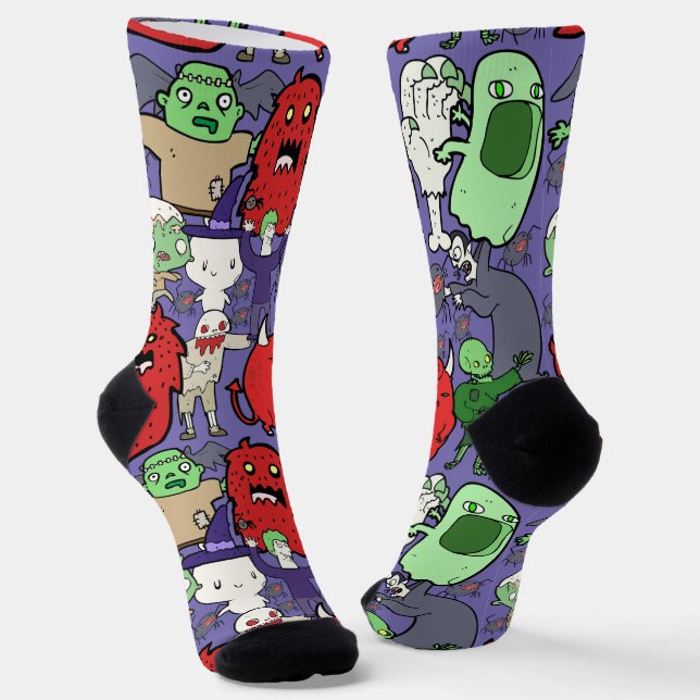 Chaussette dessin dessiné à la main cool illustration fantôme (Angulaire)